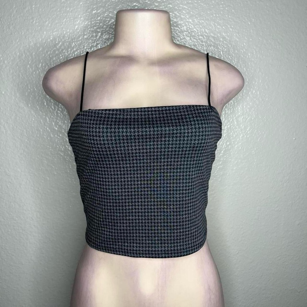 Stylish Black Houndstooth Women's Top - Picture 2 of 4